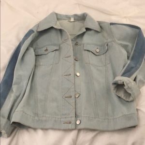Honey Punch Denim Jacket with Contrast Sleeve